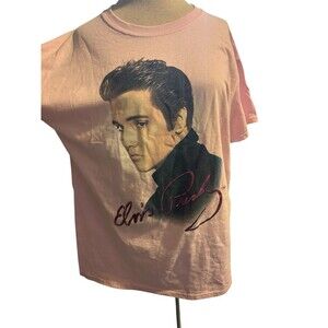 Elvis Presley T-Shirt Womens Size Large Pink Classic Rock and Roll Artist Tee